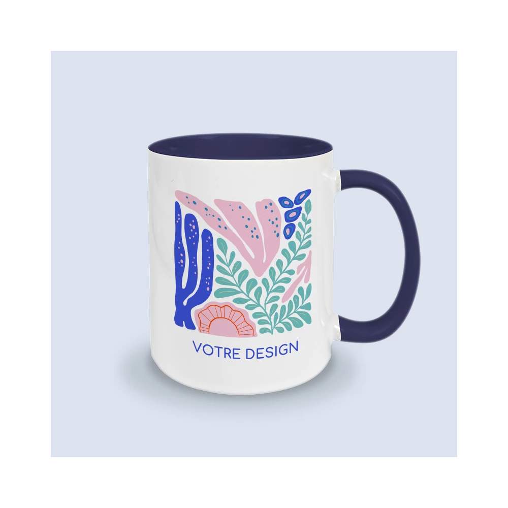 mug bleu foncé personnalisé
