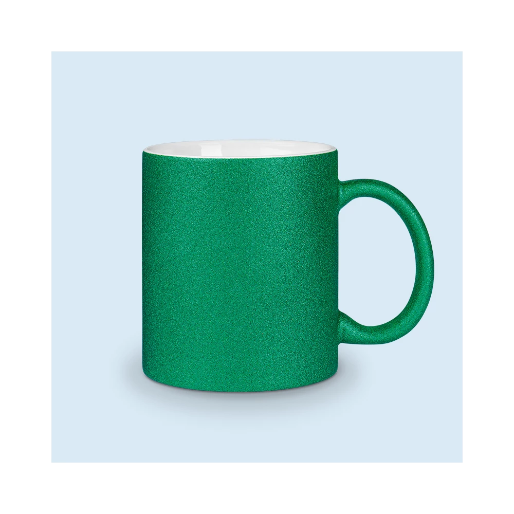 tasse pailletée verte personnalisable