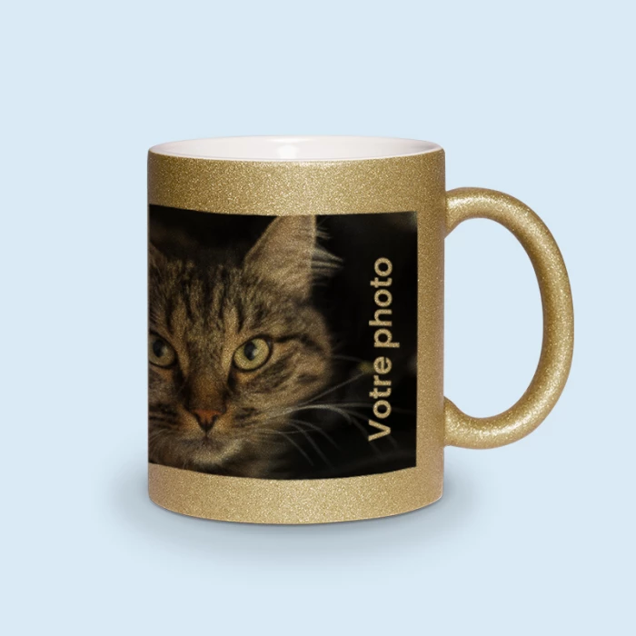 mug à paillettes doré personnalisé