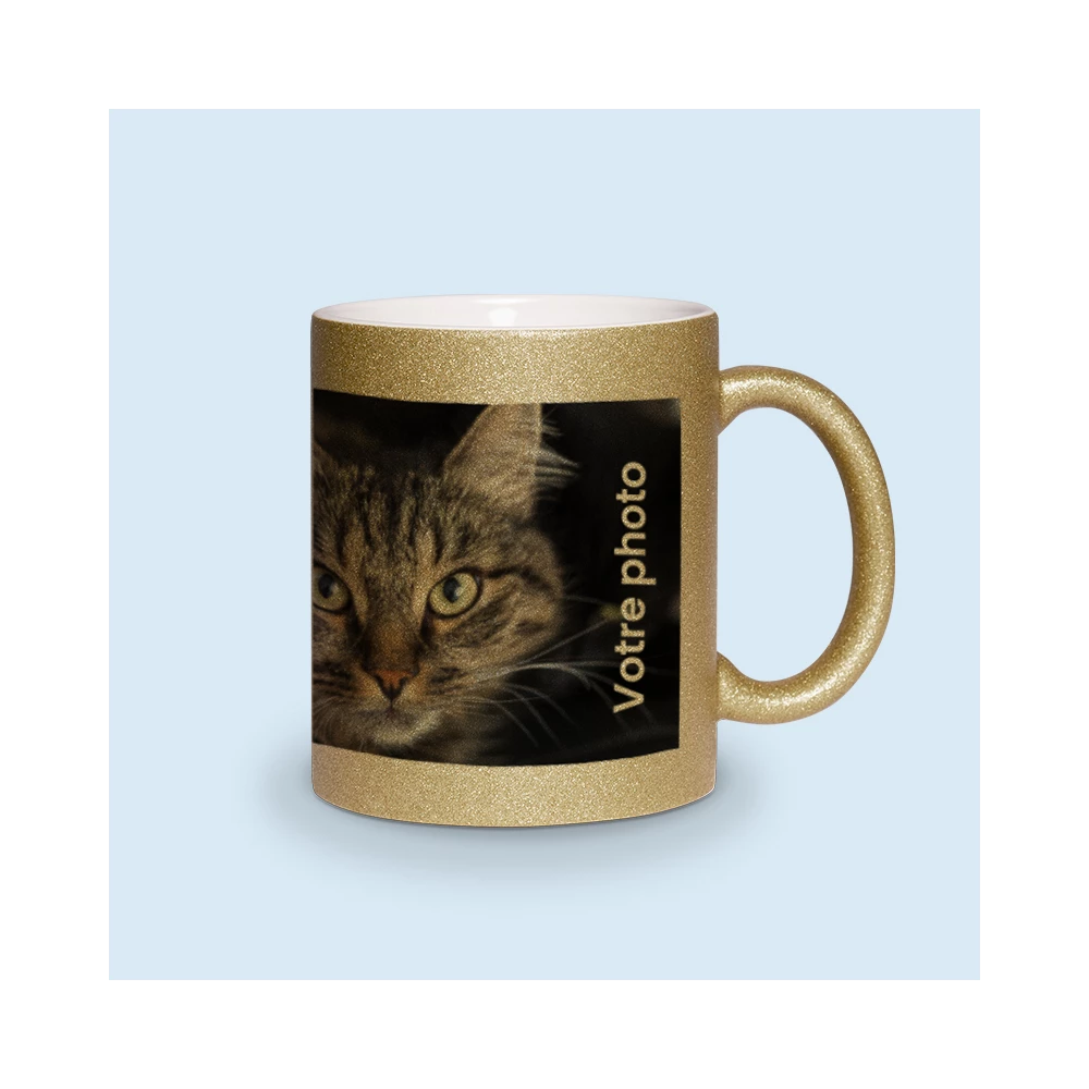 mug à paillettes doré personnalisé