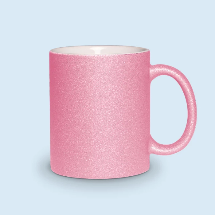 tasse rose pailletée personnalisée