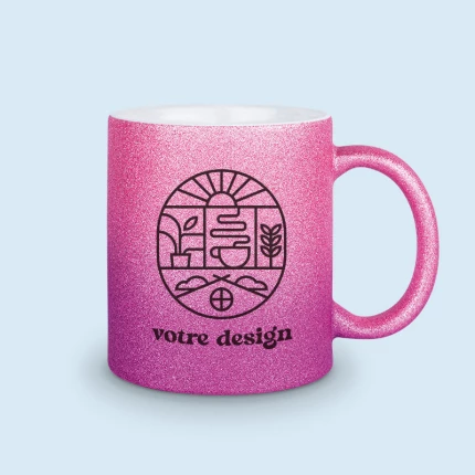 mug paillettes rose personnalisé