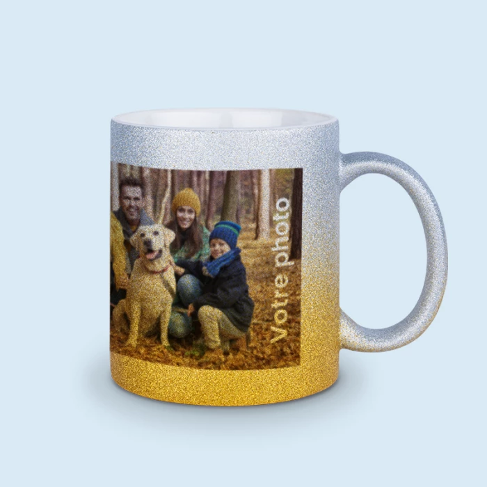 mug paillettes photo personnalisé