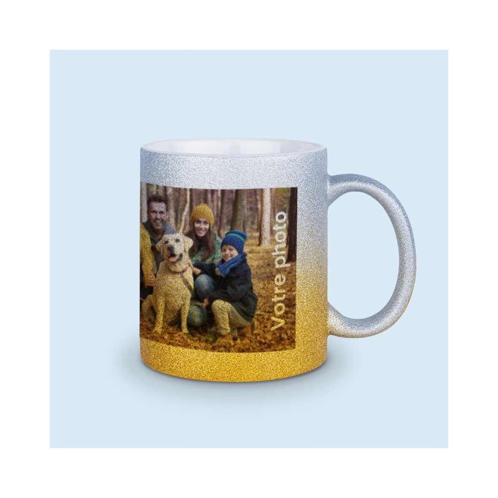 mug paillettes photo personnalisé