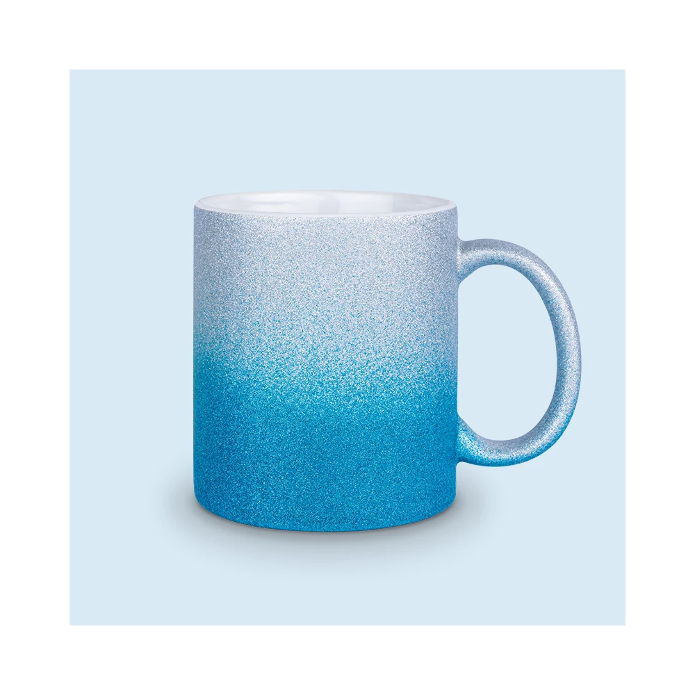 mug paillettes bleu personnalisable