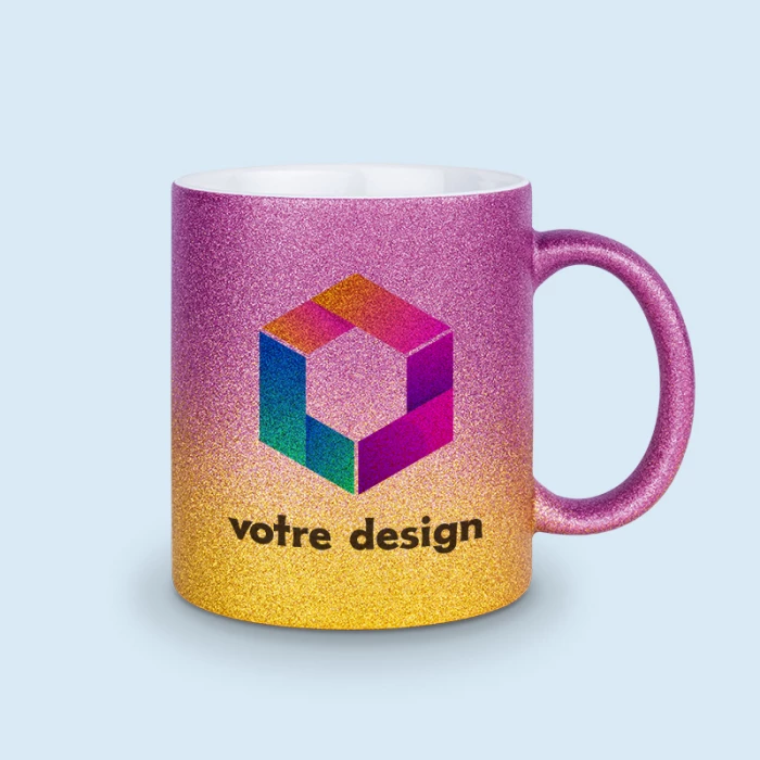 mug paillettes logo