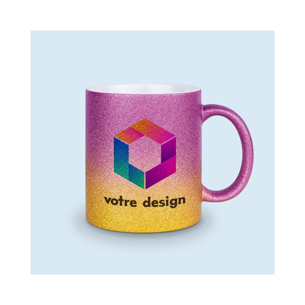mug paillettes logo