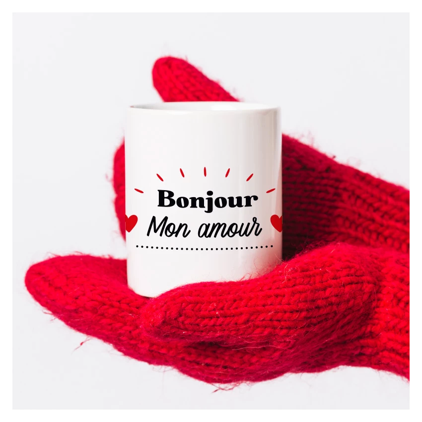 mug bonjour mon amour personnalise