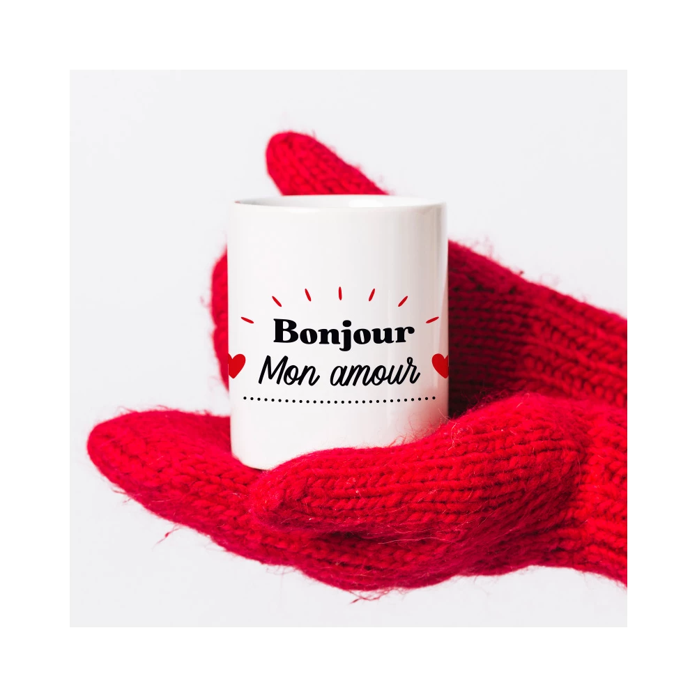 mug bonjour mon amour personnalise