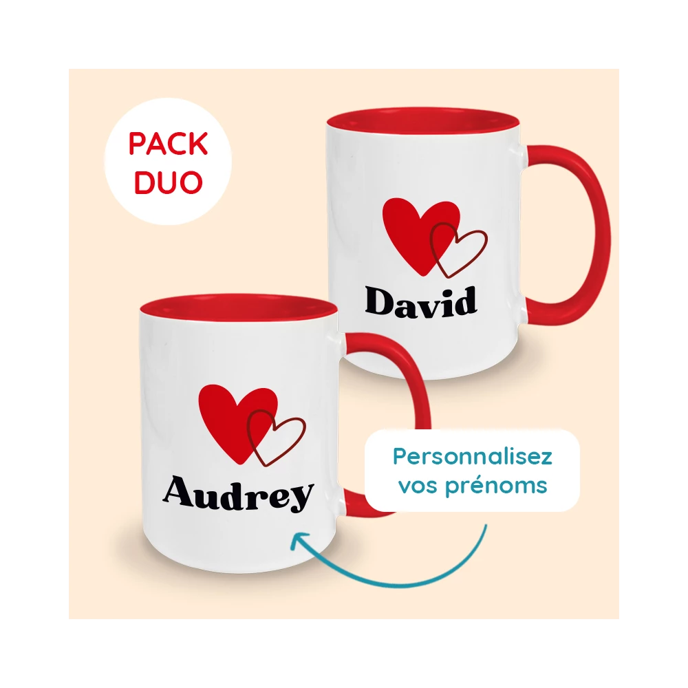 mug coeur personnalisé rouge