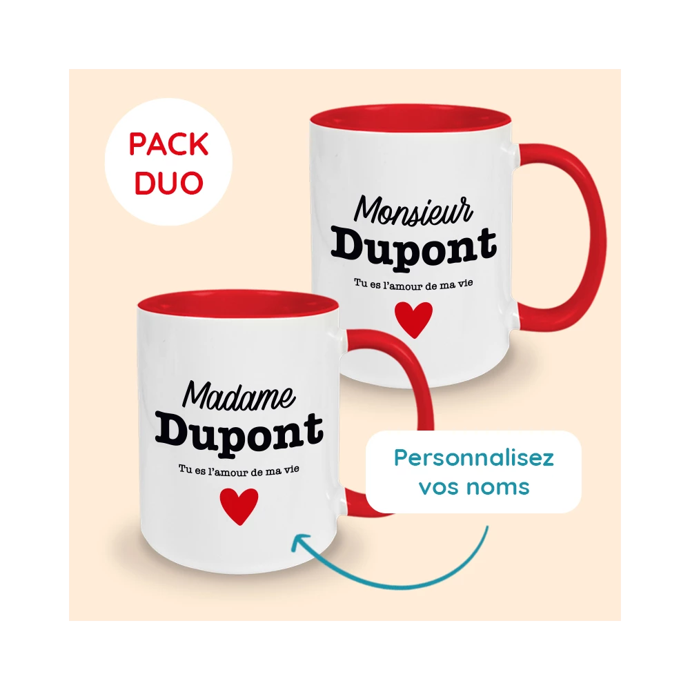 mugs saint valentin personnalisés rouge