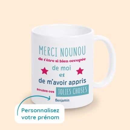tasse merci nounou personnalisée