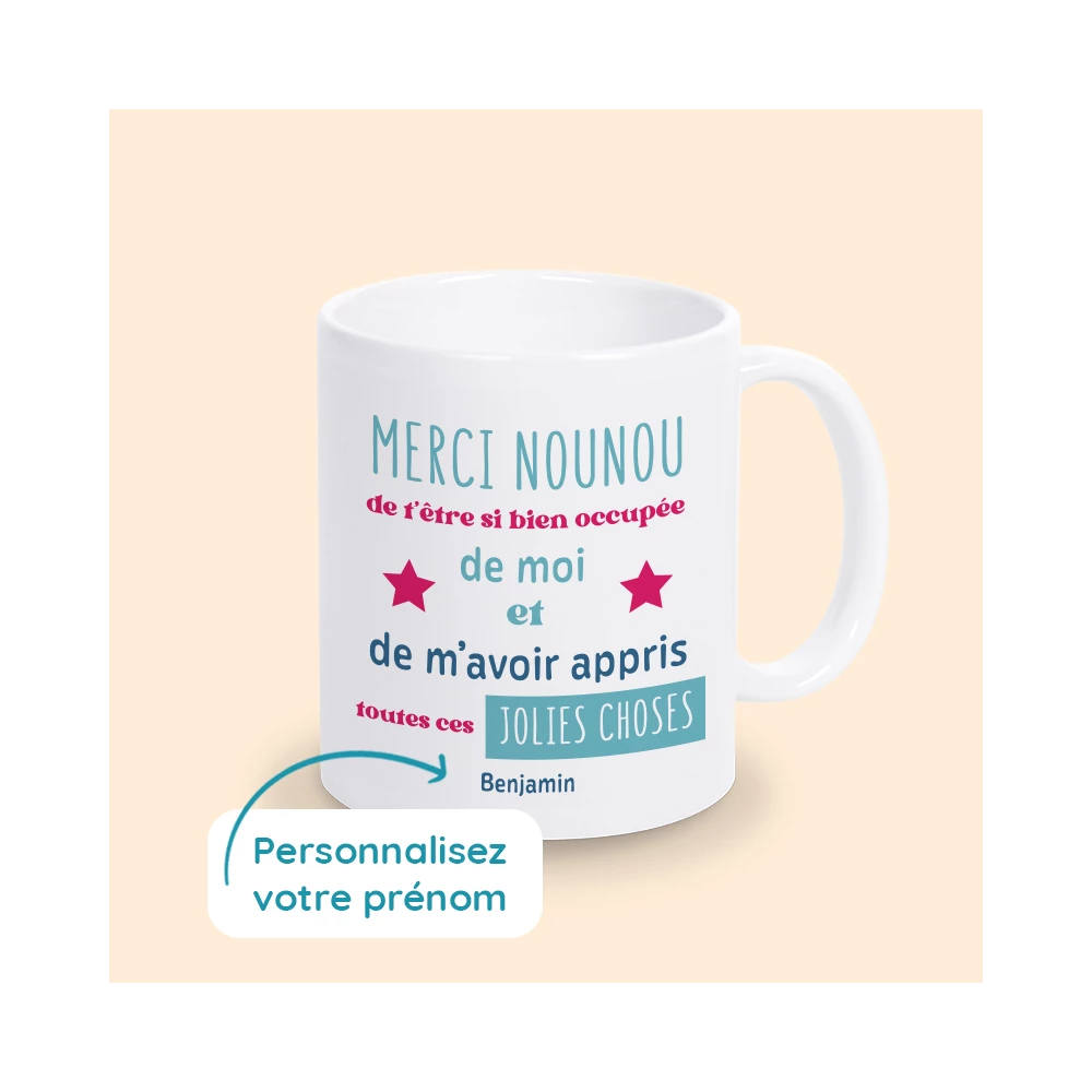 tasse merci nounou personnalisée