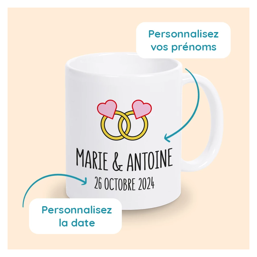 tasse mariage avec prénoms