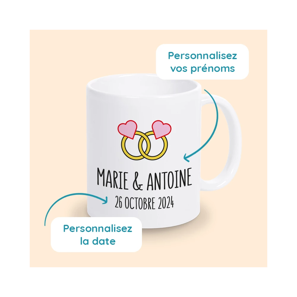 tasse mariage avec prénoms