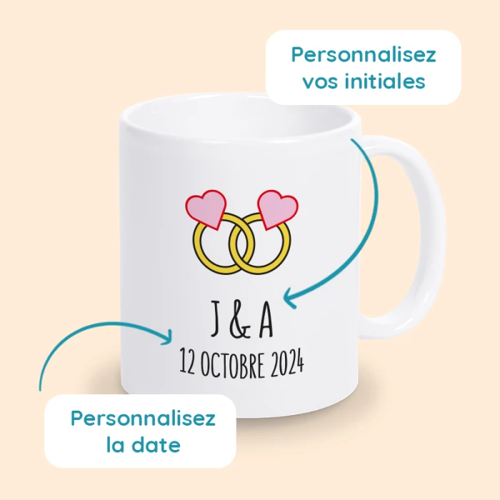 mug mariage avec initiales