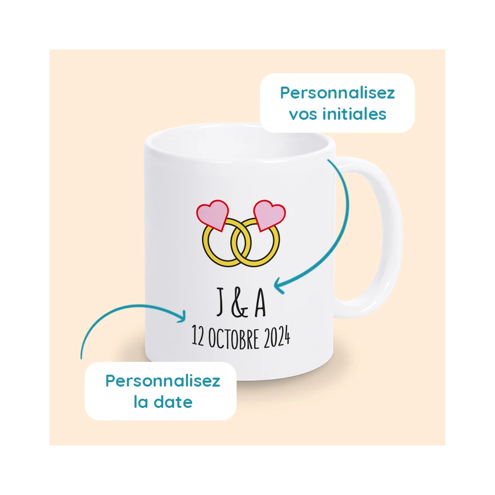 mug mariage avec initiales