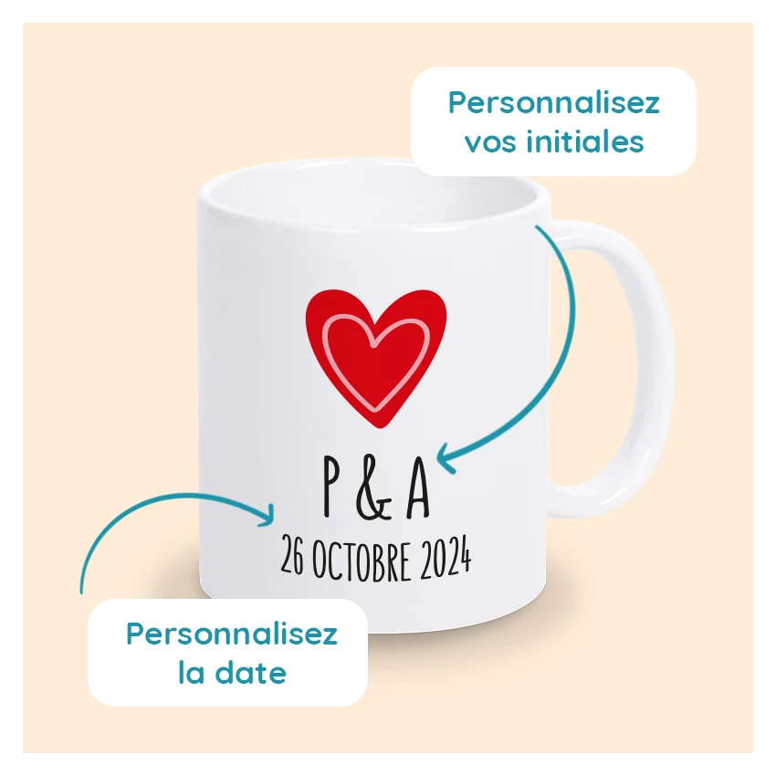 mug initiales couple