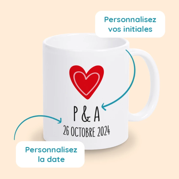 mug initiales couple