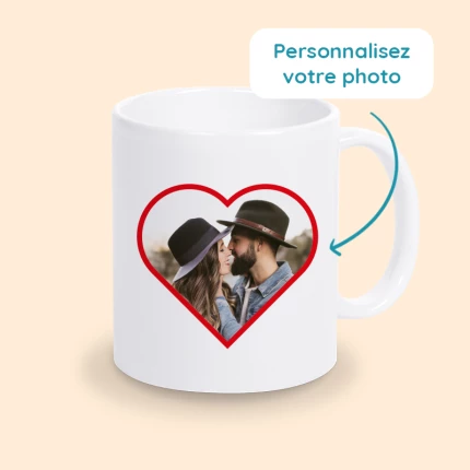 mug photo coeur personnalisé
