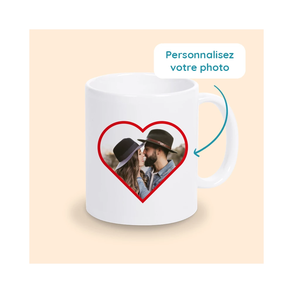 mug photo coeur personnalisé