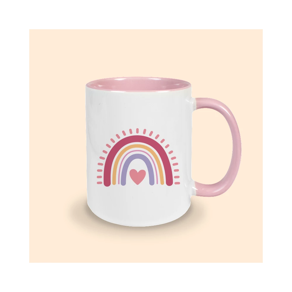 mug arc en ciel rose