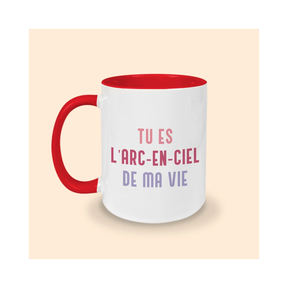 tasse rouge tu es l'arc en ciel de ma vie