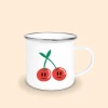 mug émaillé argent cerise