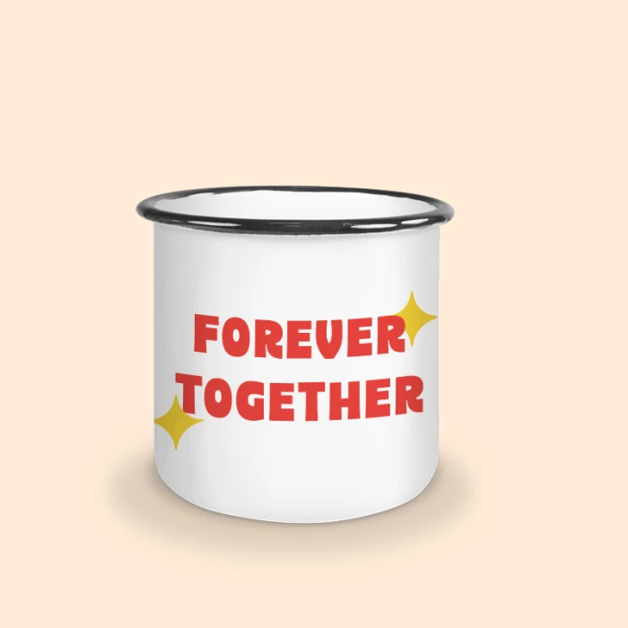 mug émaillé noir forever together