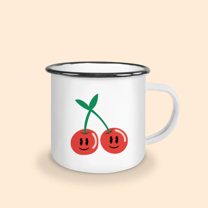 mug émaillé noir cerise
