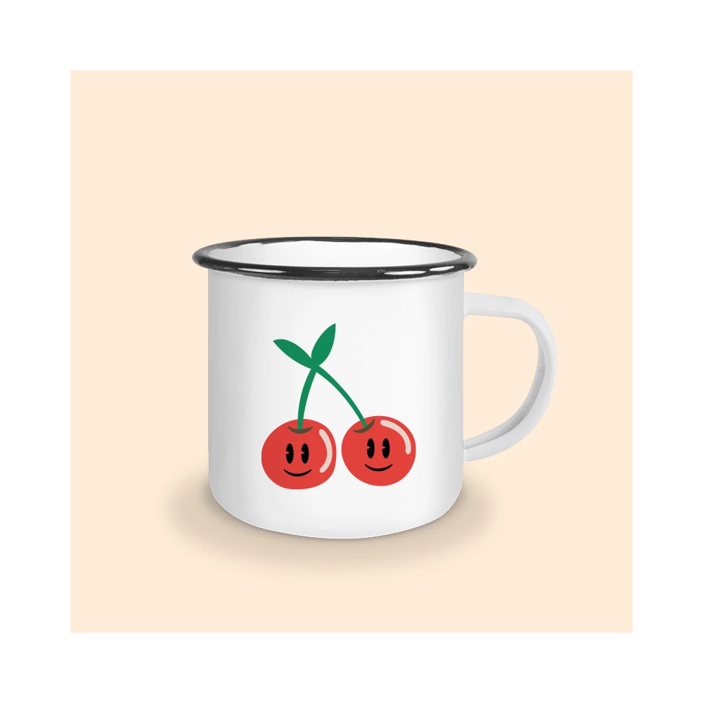 mug émaillé noir cerise