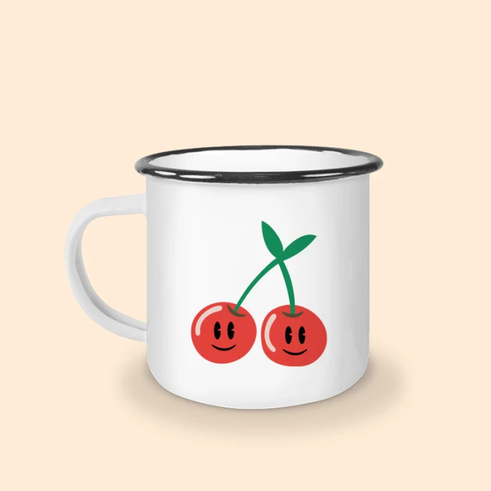 tasse émaillée noir cerise