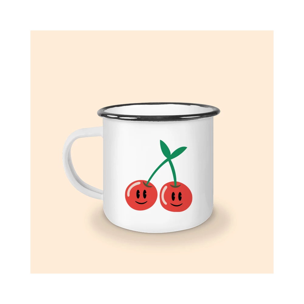 tasse émaillée noir cerise