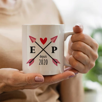 mug flèches initiales personnalisé