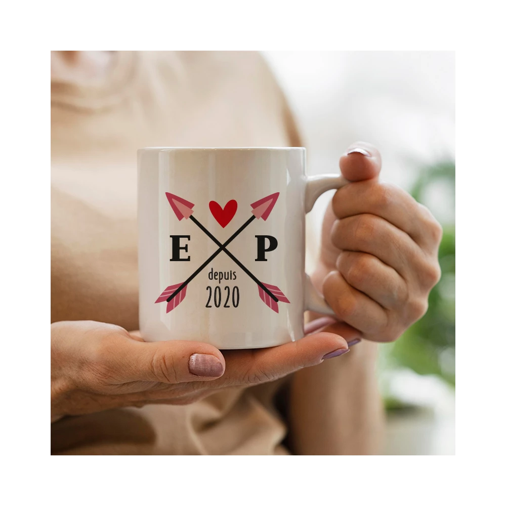 mug flèches initiales personnalisé