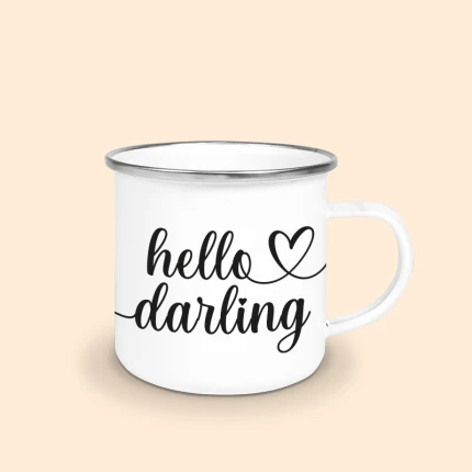 mug émaillé hello darling
