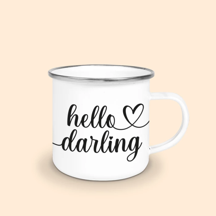 mug émaillé hello darling