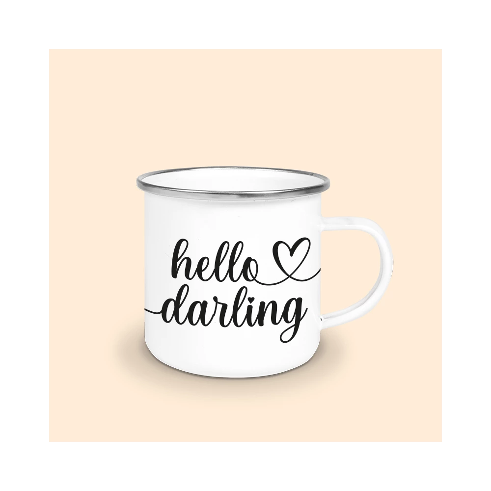 mug émaillé hello darling