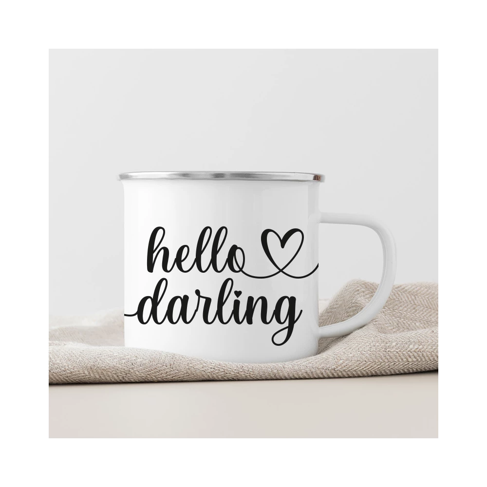 mug émaillé hello darling