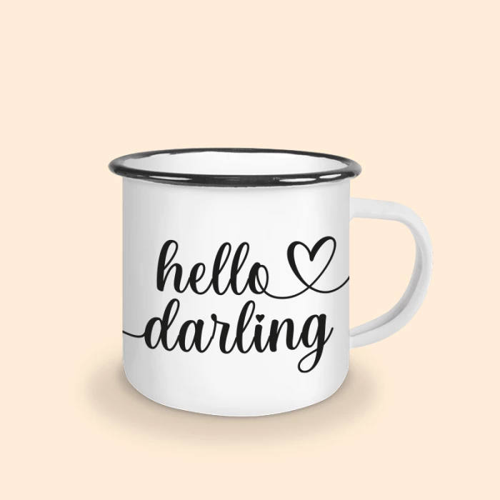 tasse émaillée hello darling