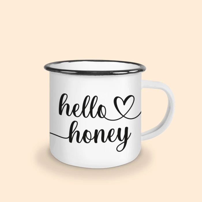 tasse émaillée hello honey