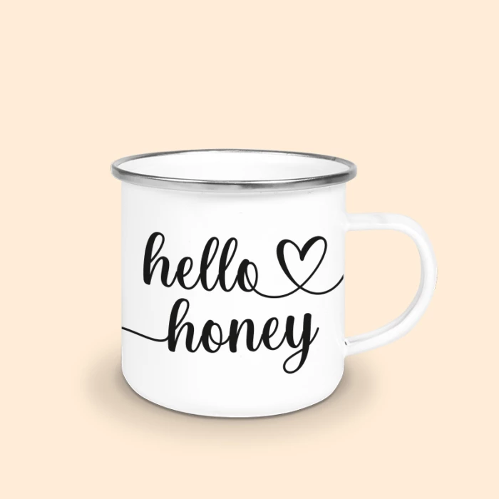 mug émaillé hello honey