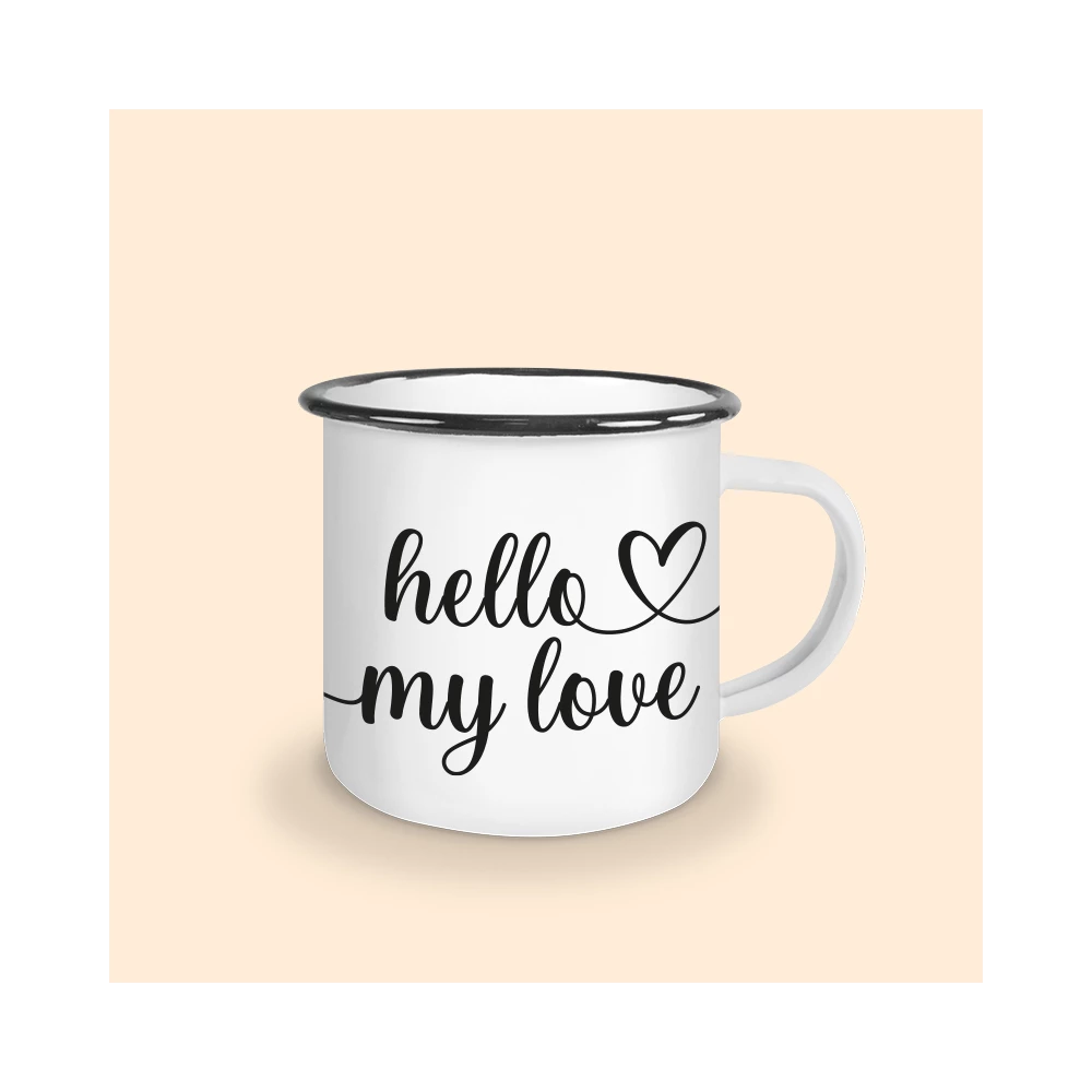 tasse émaillée hello my love