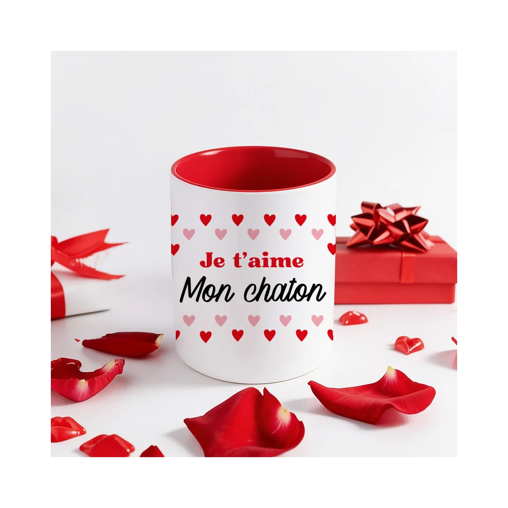 mug rouge je t'aime personnalisé