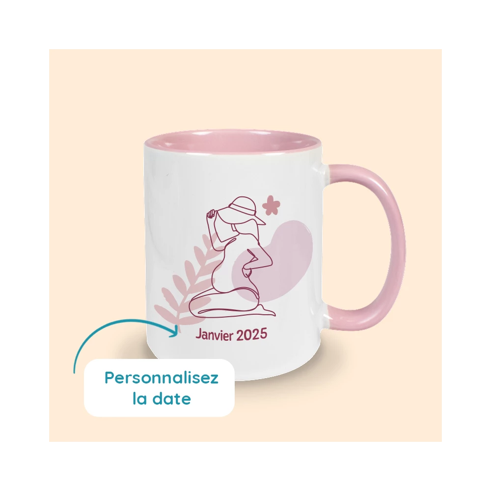 mug rose annonce grossesse personnalisé