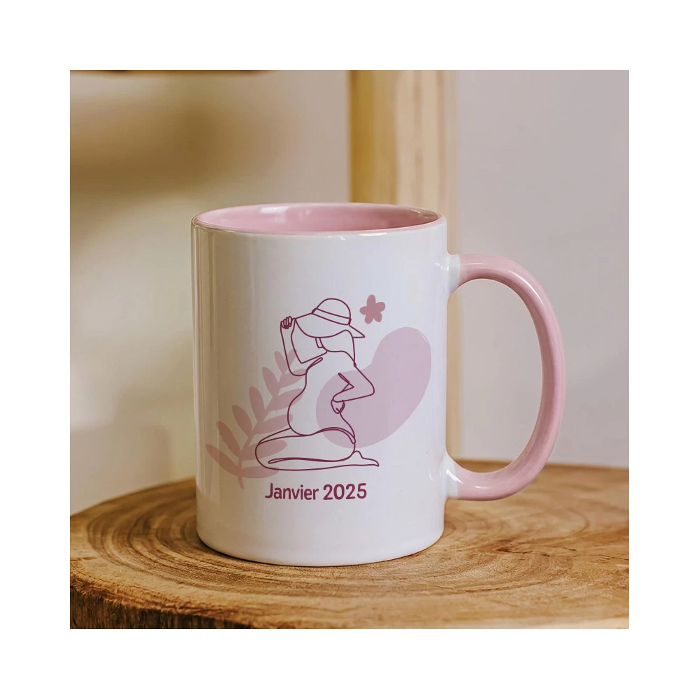 mug rose annonce grossesse personnalisé