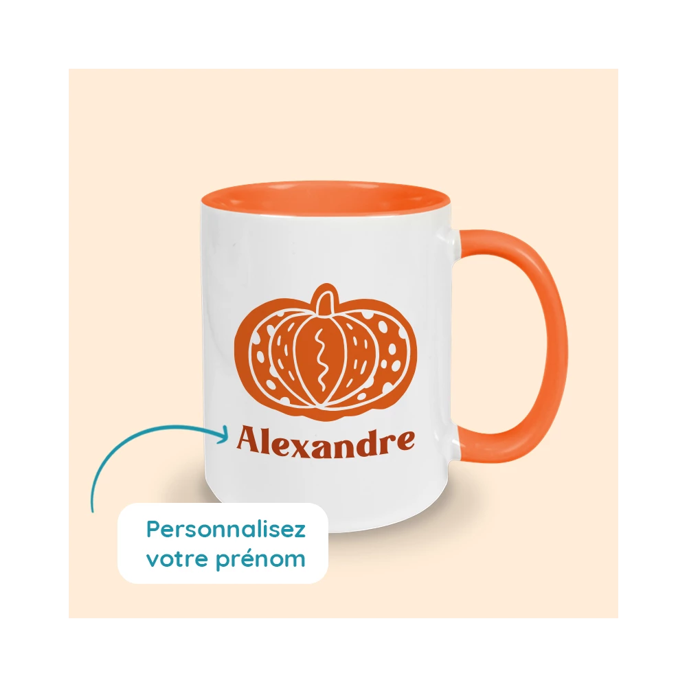 Mug couleur citrouille prénom