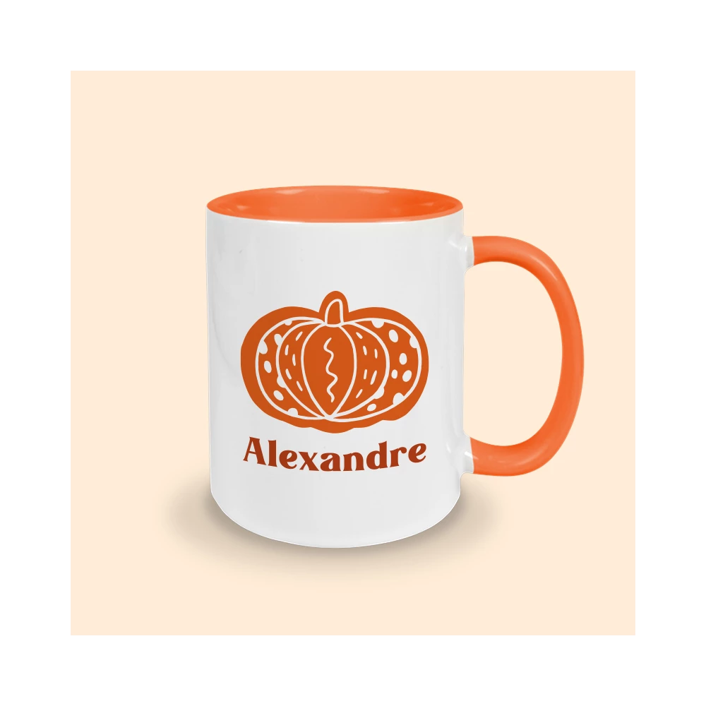 Mug couleur citrouille personnalisé
