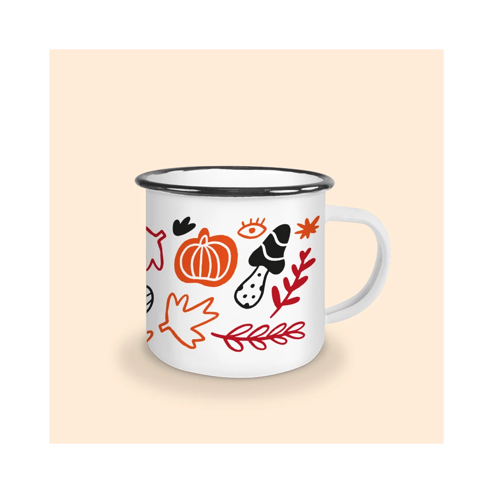 Mug Émaillé Champignon | Tasse Automne