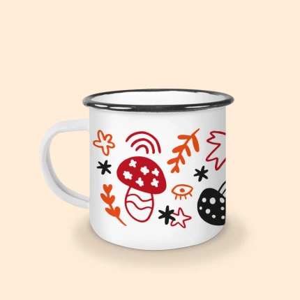 Mug Émaillé Champignon | Tasse Automne
